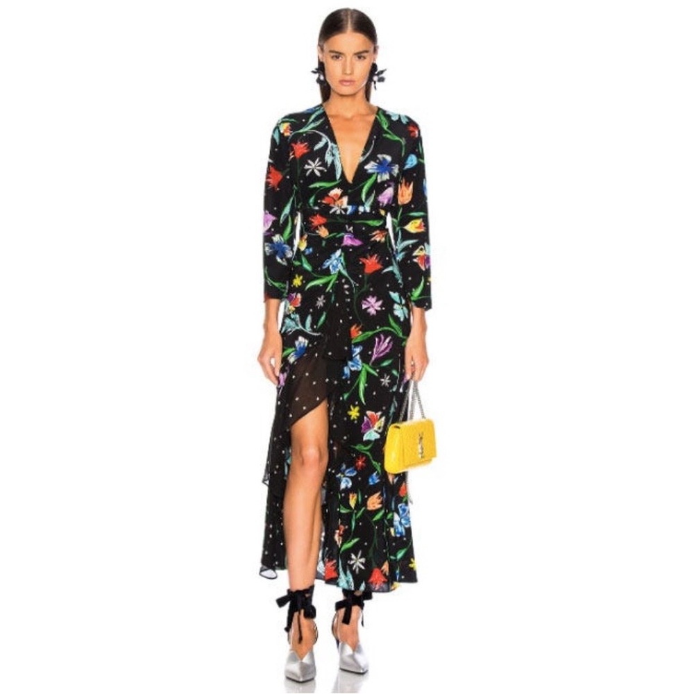 Rixo London Noleen Tulip Floral Wrap Dress